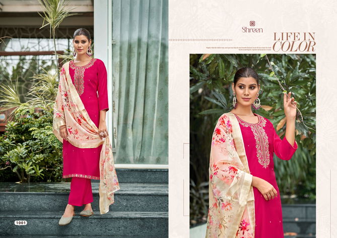 Alexa Vol 3 By Shreen Roman Silk Designer Kurti With Bottom Dupatta Wholesale Shop In Surat